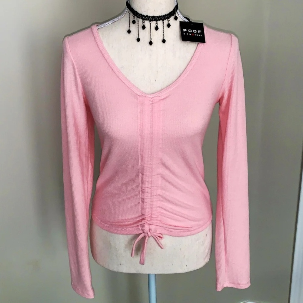 MED Pink Long Sleeve Cropped Top
